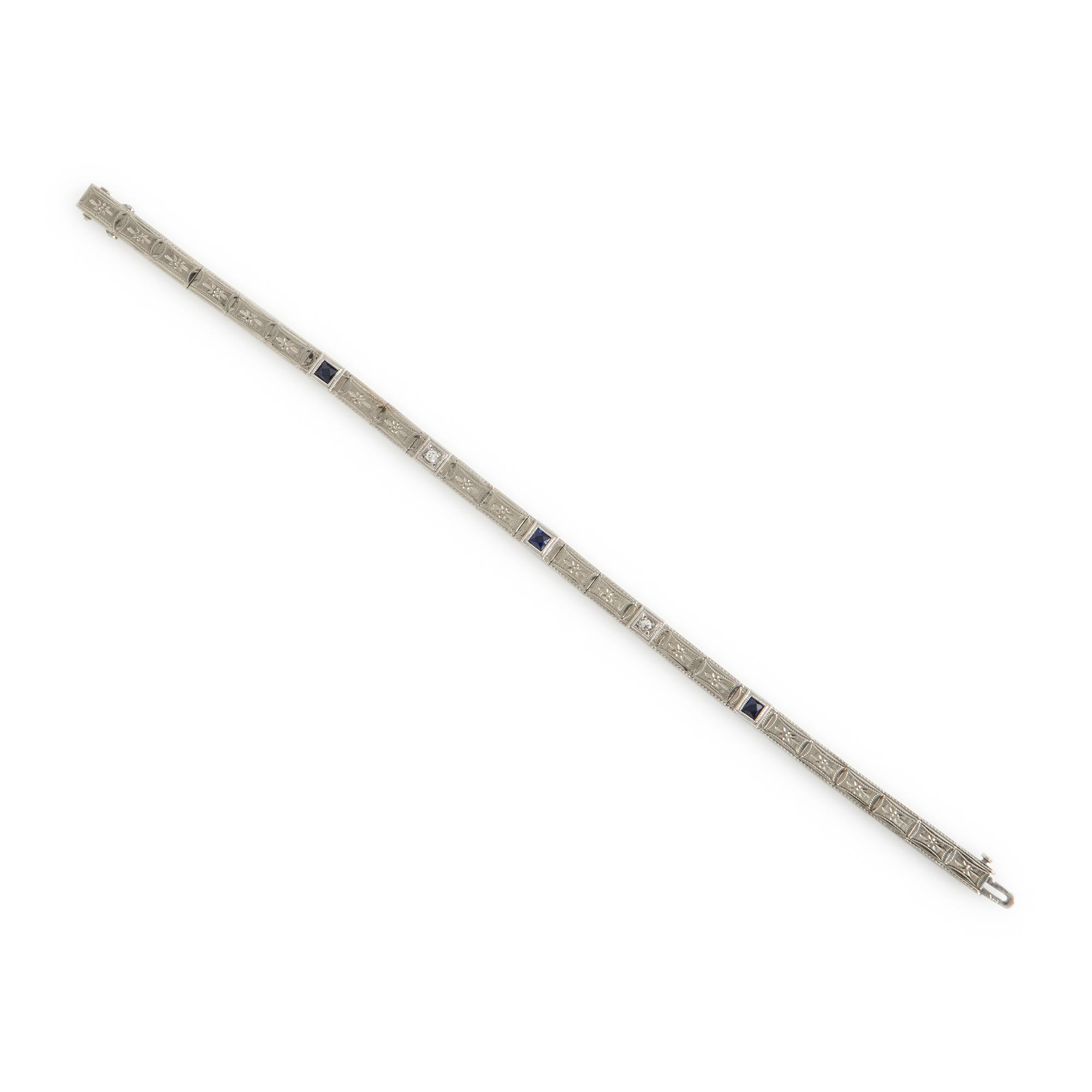 Multigem and White Gold Bracelet and Stick Pin