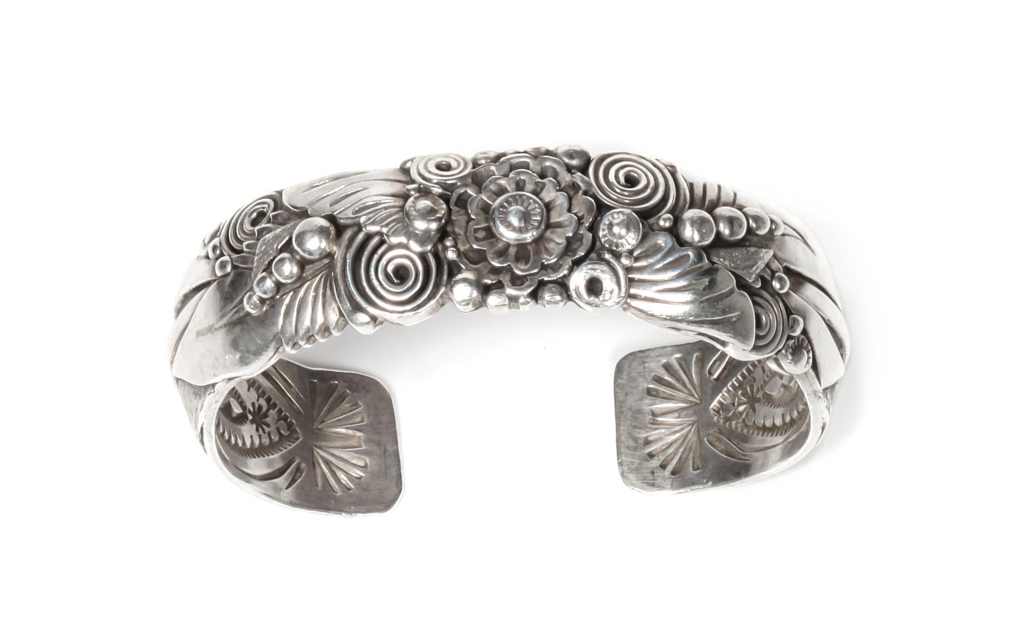 Navajo Silver Cuff Bracelet, Ben Begaye Length 5 7/8 x opening 7/8 x width 3/4 inches