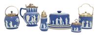 A Group of Five Wedgwood Jasperware Table Articles, Diameter of first 11 1/4 inches.
