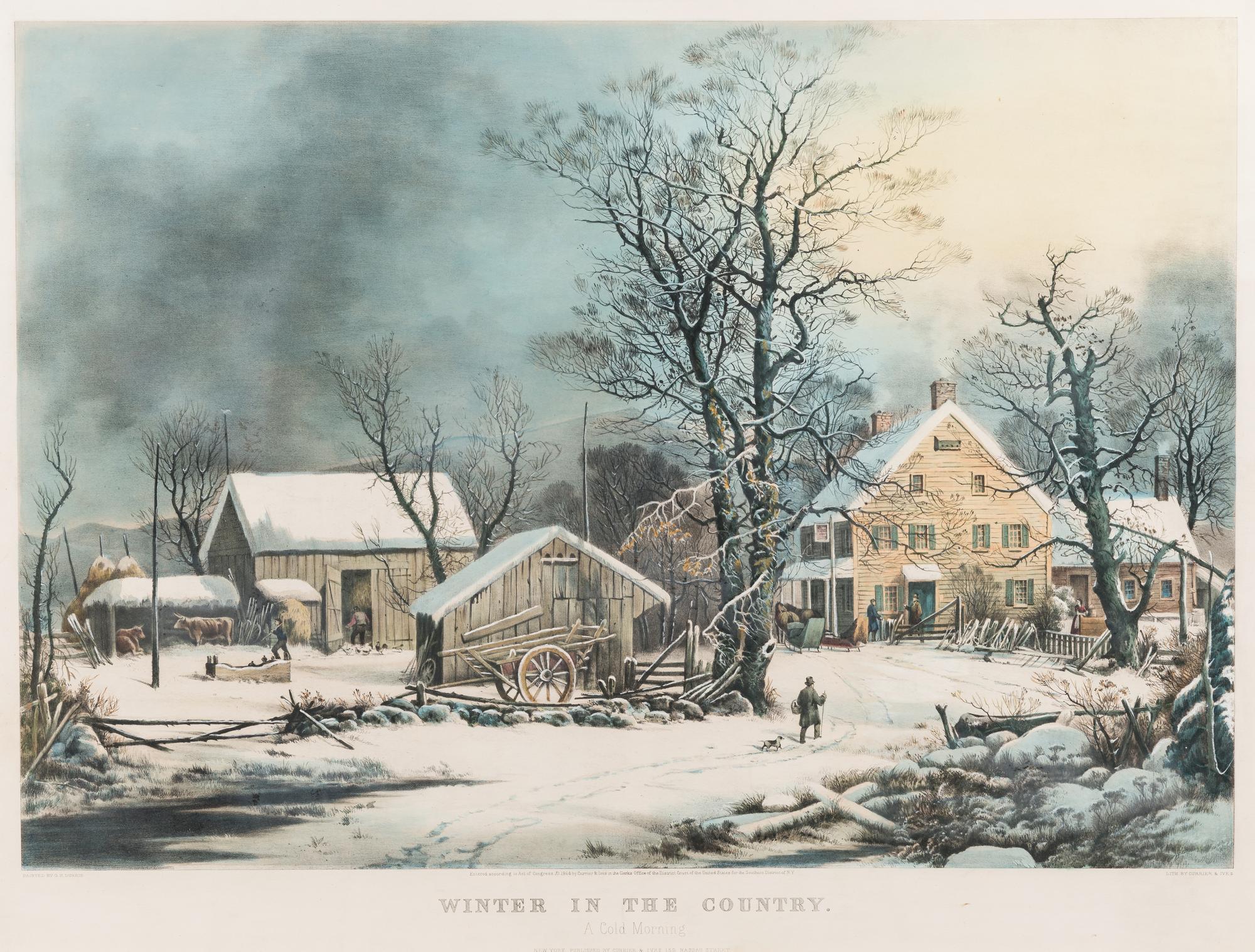 CURRIER and IVES, publishers -- After George H. Durrie Winter in the Country. A Cold Morning, 1864. (G.7273)