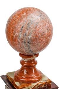 A Pair of Italian Grand Tour Style Vari-Color Marble Spherical Ornaments