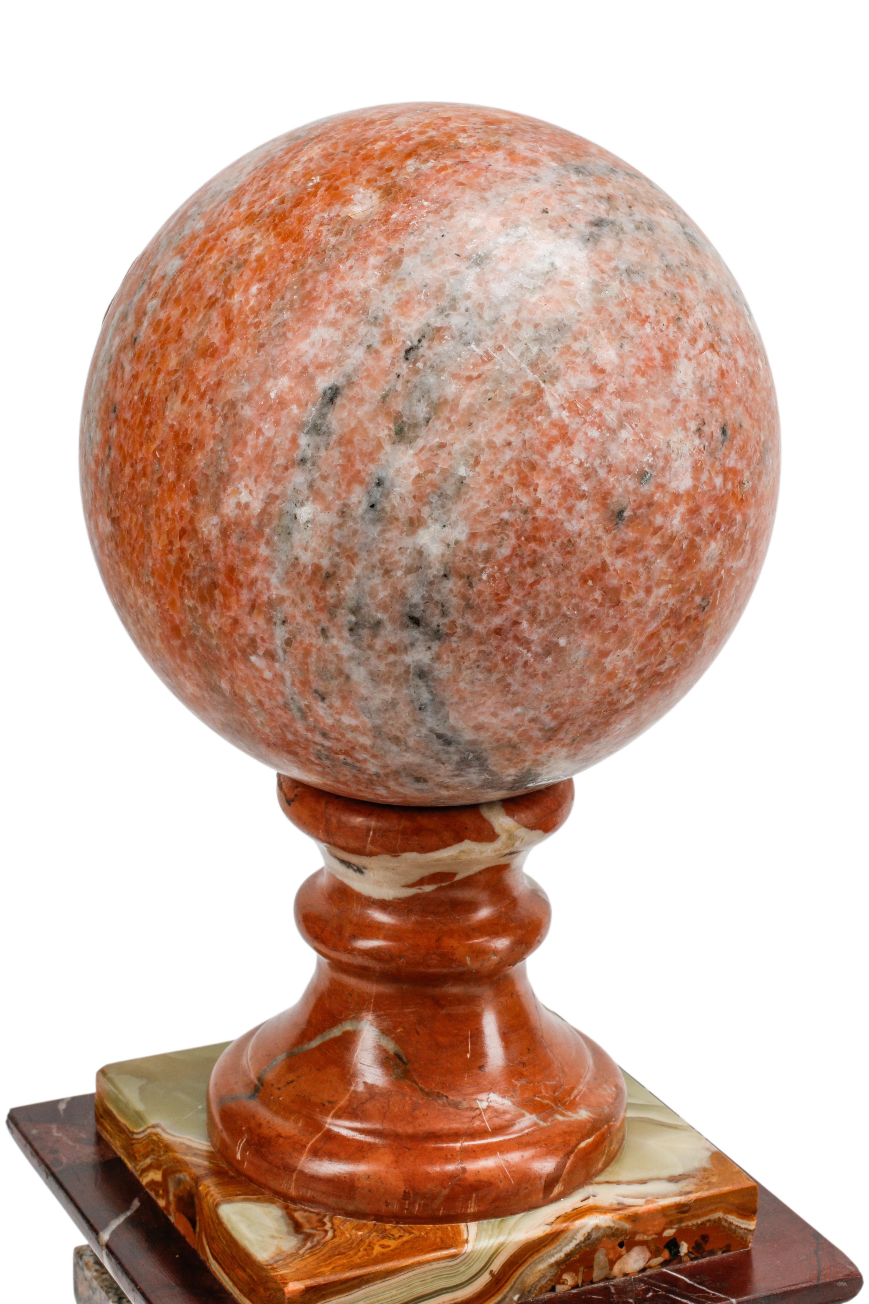A Pair of Italian Grand Tour Style Vari-Color Marble Spherical Ornaments