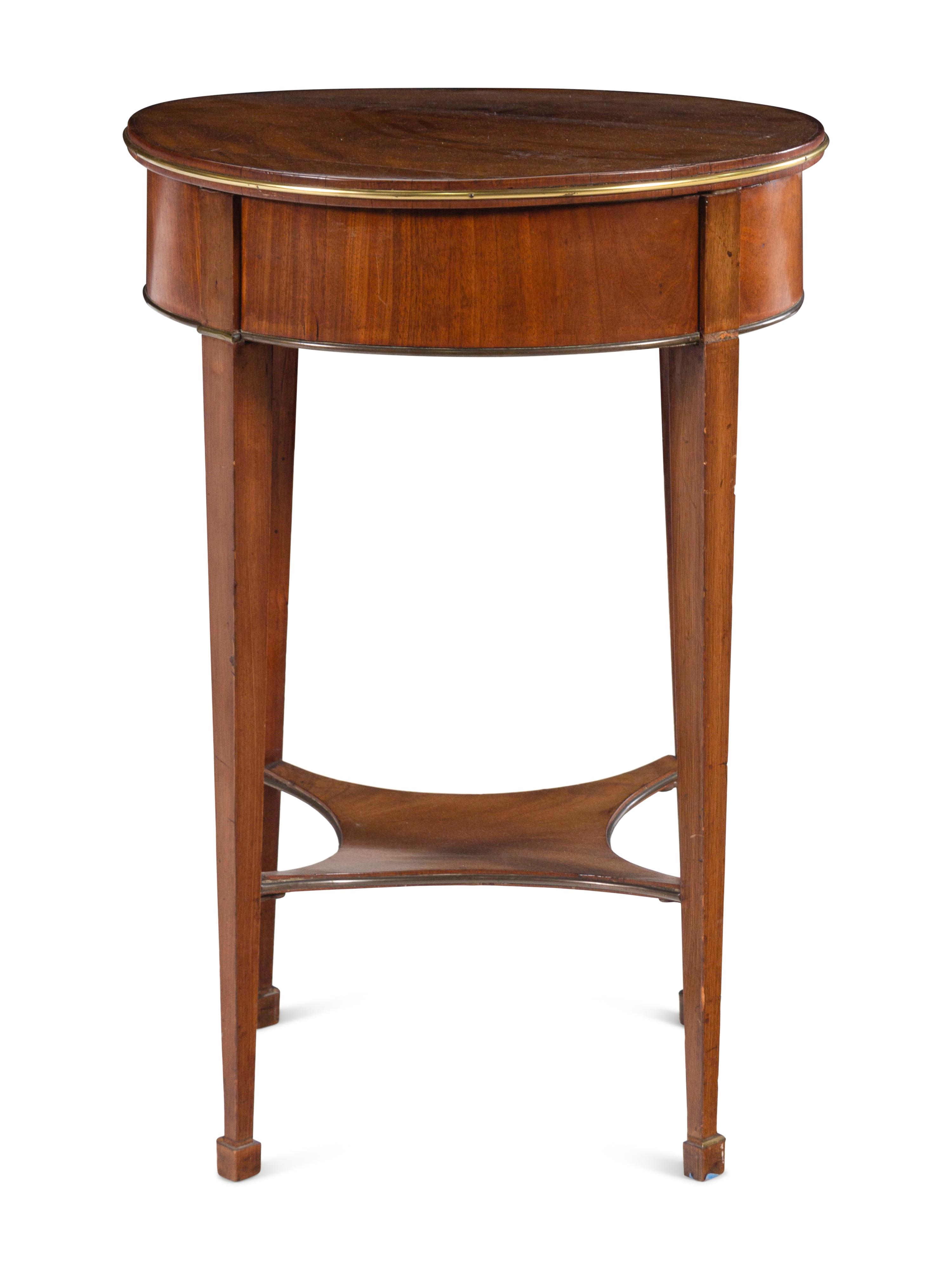 A Directoire Style Brass Mounted Mahogany Side Table