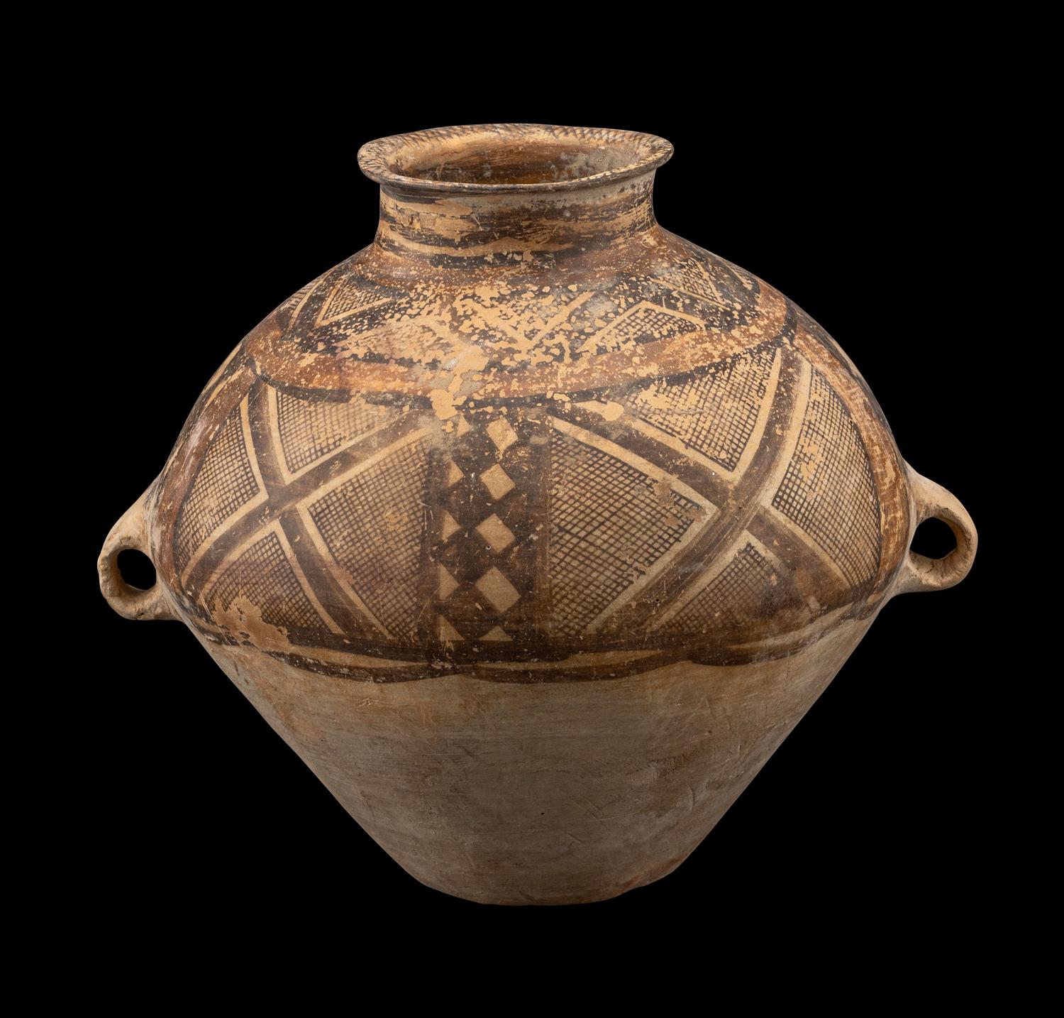 A Chinese Painted Pottery Handled Jar