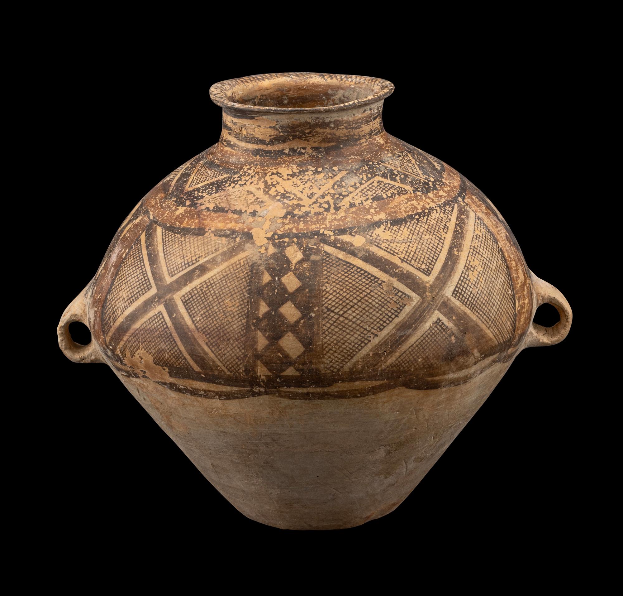 A Chinese Painted Pottery Handled Jar
