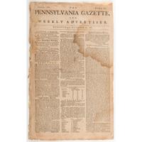General Cornwallis' Surrender to George Washington at Yorktown, First "Breaking News" Reported in Pennsylvania Gazette and Weekly Advertiser , 1781