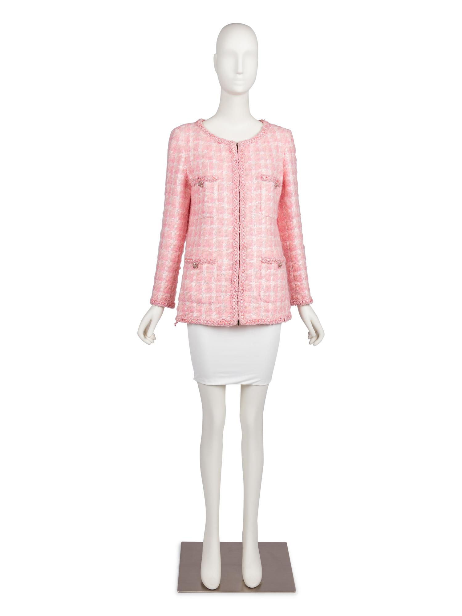Chanel Pink and White Tweed Jacket, 2000s