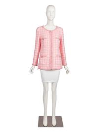 Chanel Pink and White Tweed Jacket, 2000s