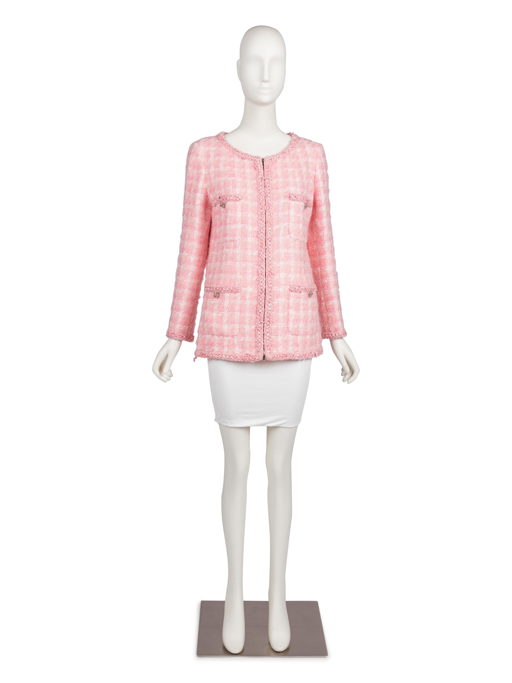 Chanel Pink and White Tweed Jacket, 2000s