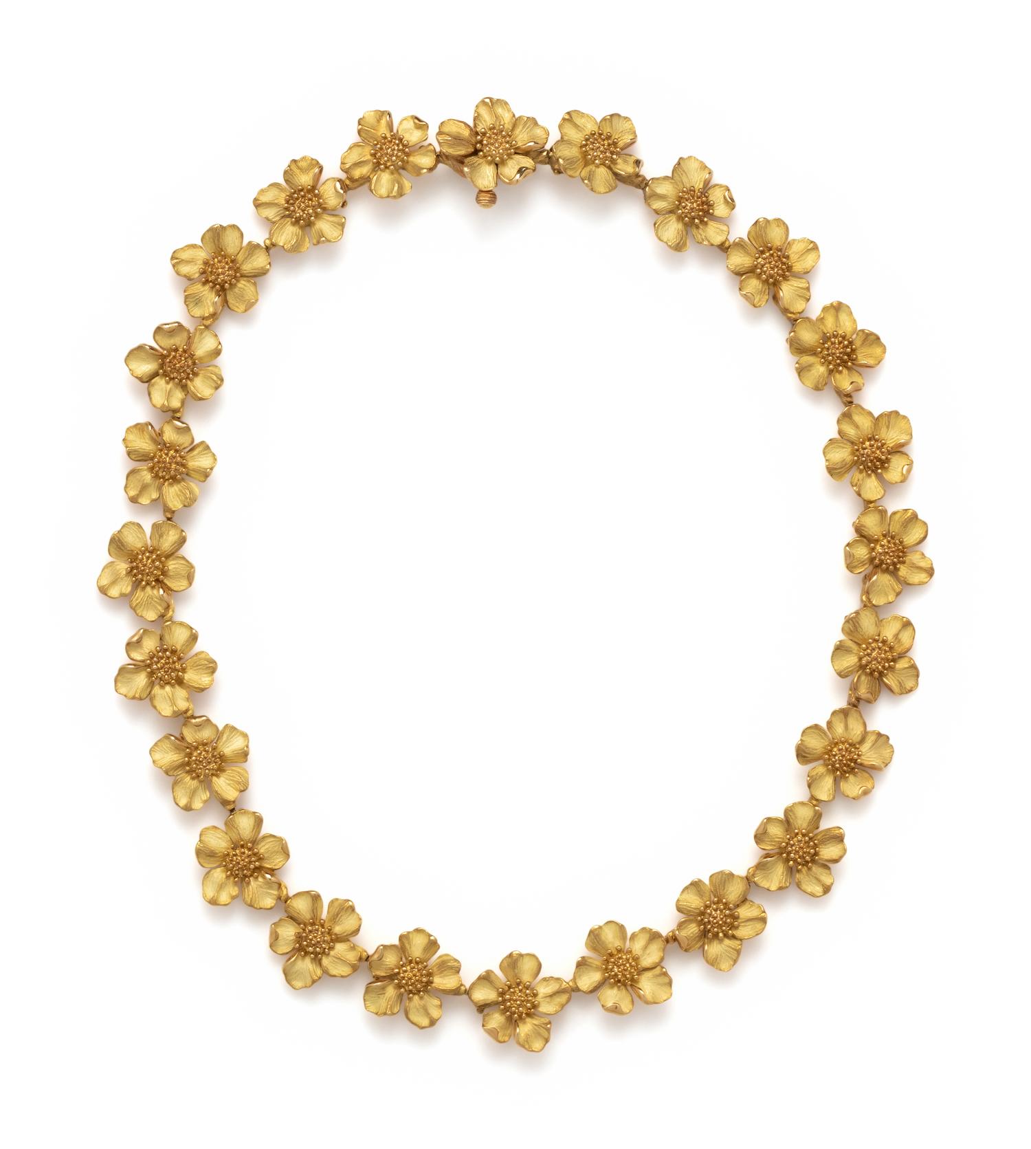 TIFFANY & CO., YELLOW GOLD 'WILD ROSE' NECKLACE