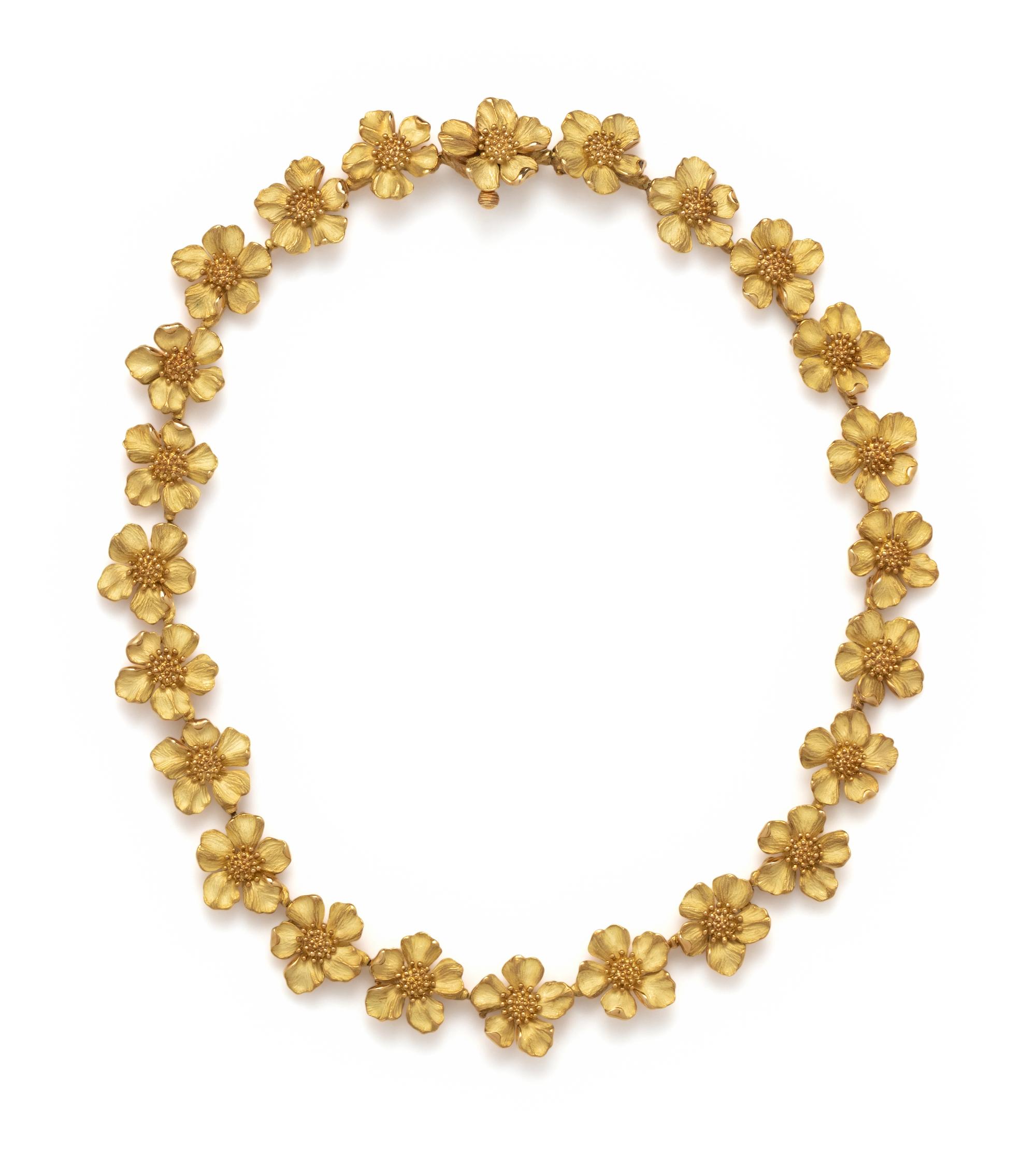 TIFFANY & CO., YELLOW GOLD 'WILD ROSE' NECKLACE