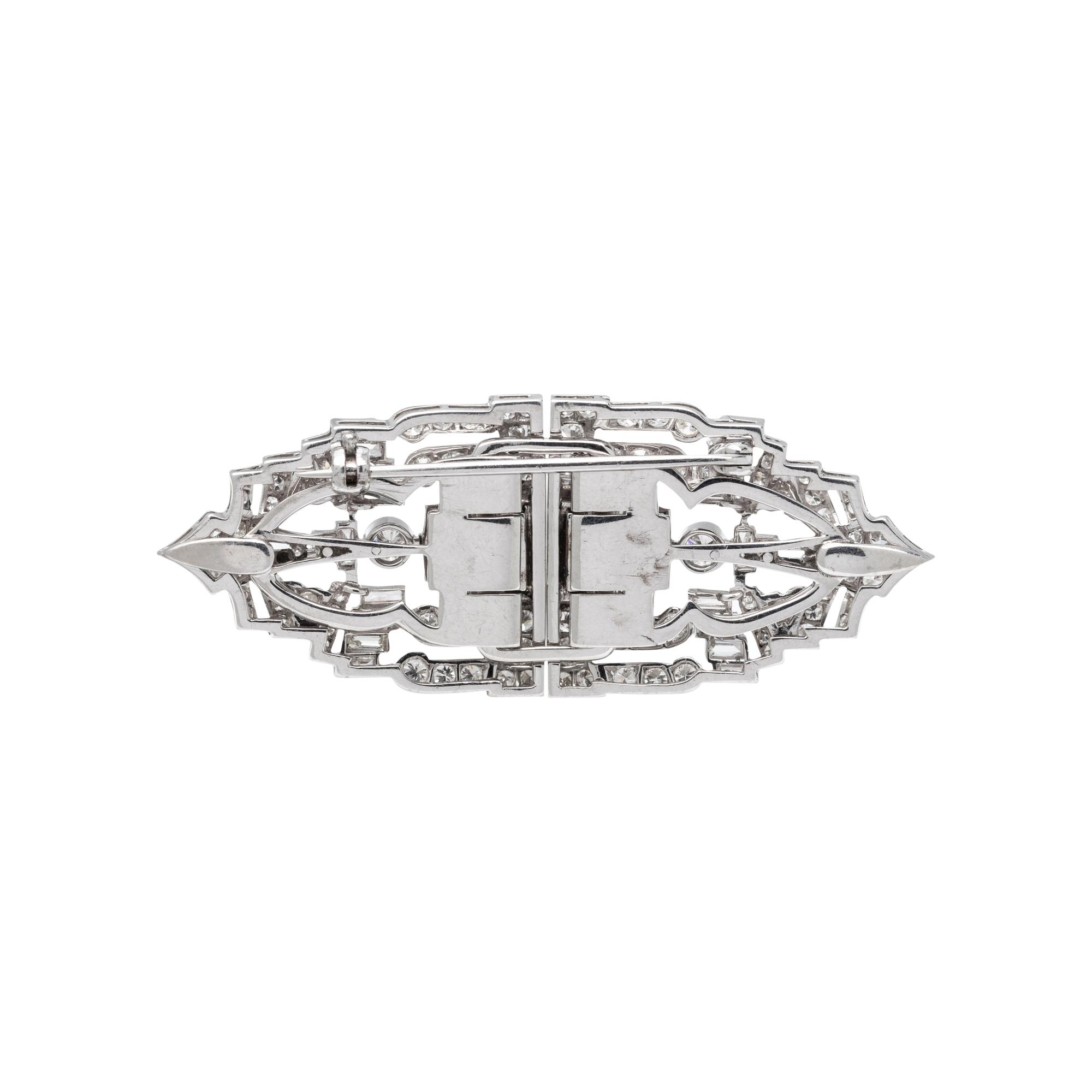 ART DECO, DIAMOND DOUBLE CLIP/BROOCH