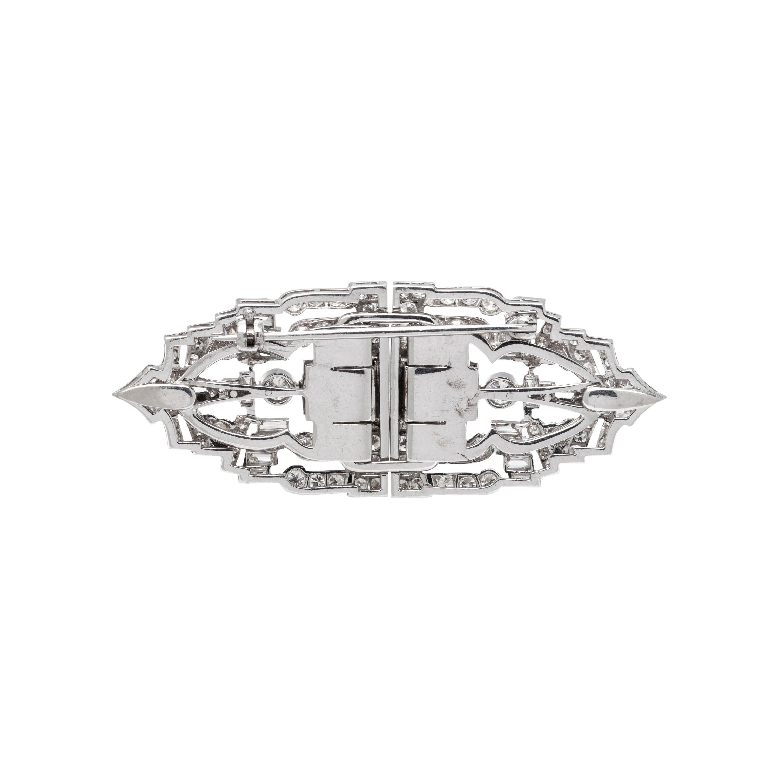 ART DECO, DIAMOND DOUBLE CLIP/BROOCH