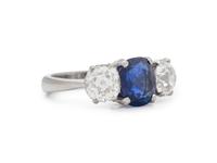 ANTIQUE, BRITISH, SAPPHIRE AND DIAMOND RING