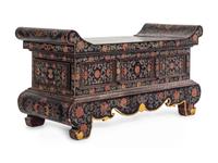 A Chinese Export Black Lacquer Bench