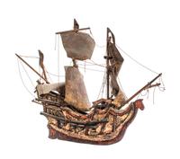 A Continental Carved Wood Model of a Dutch Fluyt, Height 21 x length 24 1/2 inches.