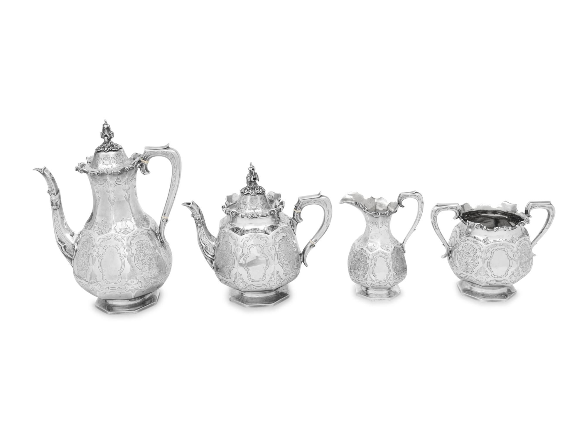 A Victorian Silver Four-Piece Tea and Coffee Service
