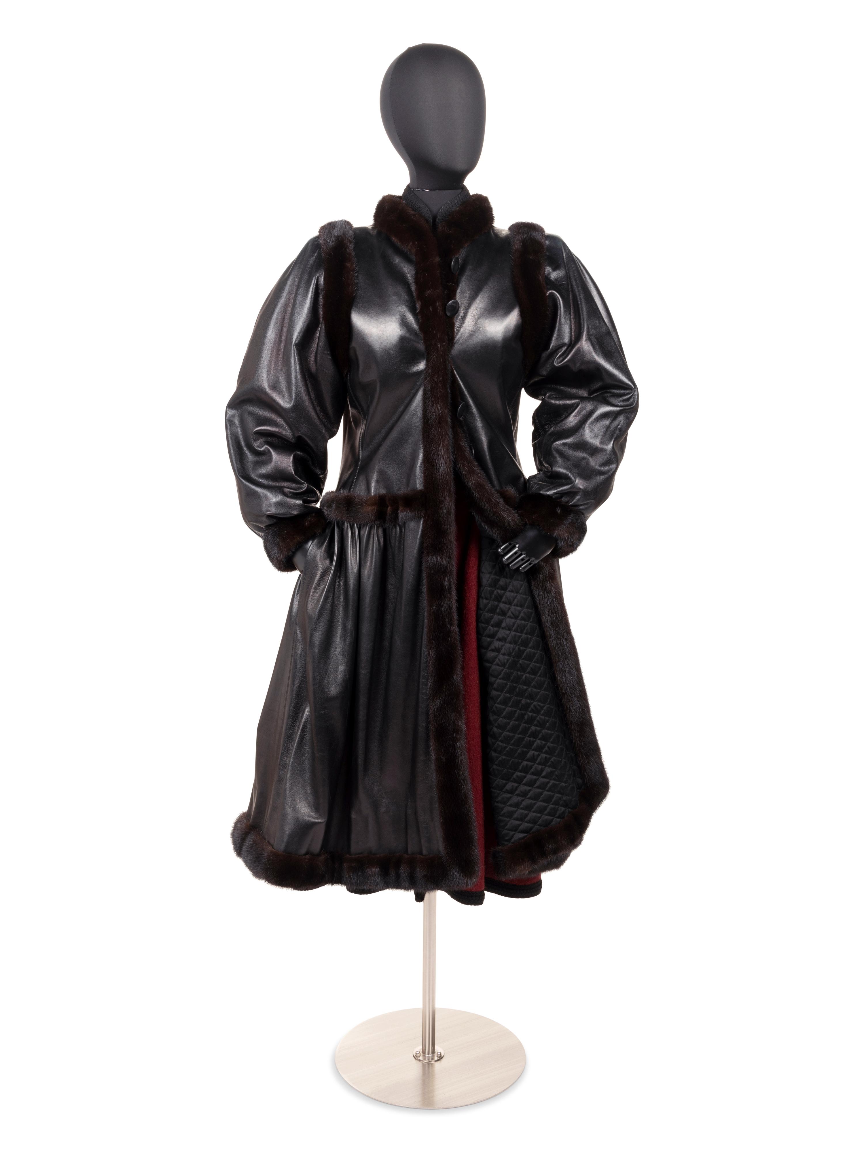 Yves Saint Laurent Haute Couture Leather Coat with Fur Trim, Fall 1976