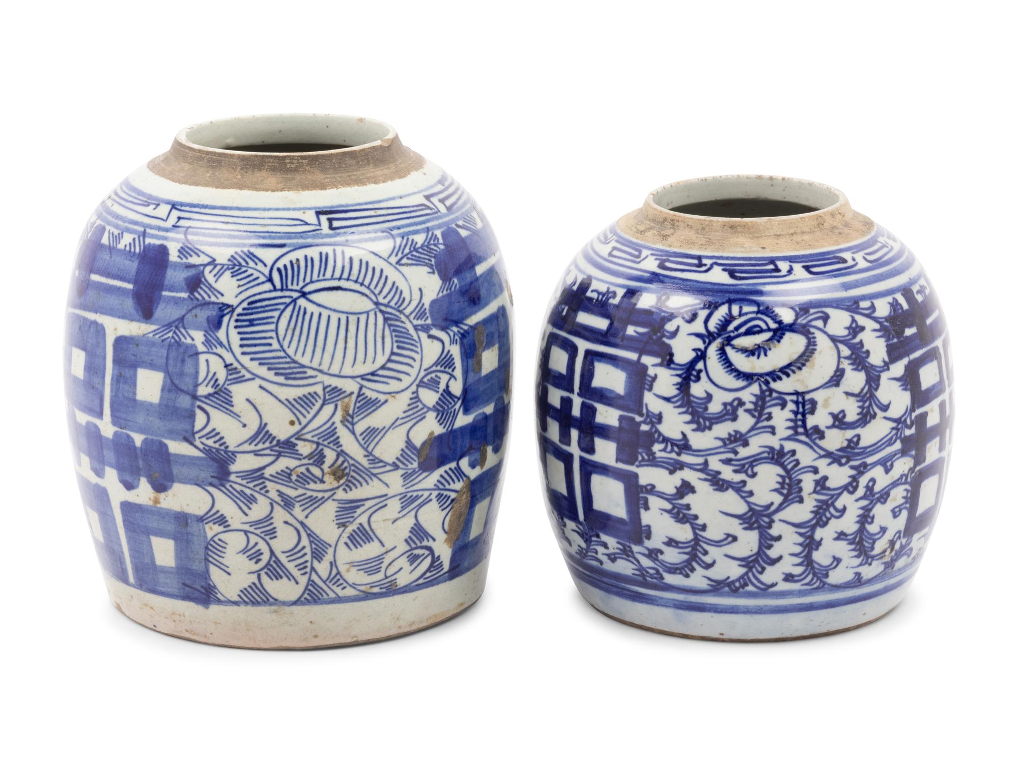 Two Chinese Blue and White Porcelain Ginger Jars