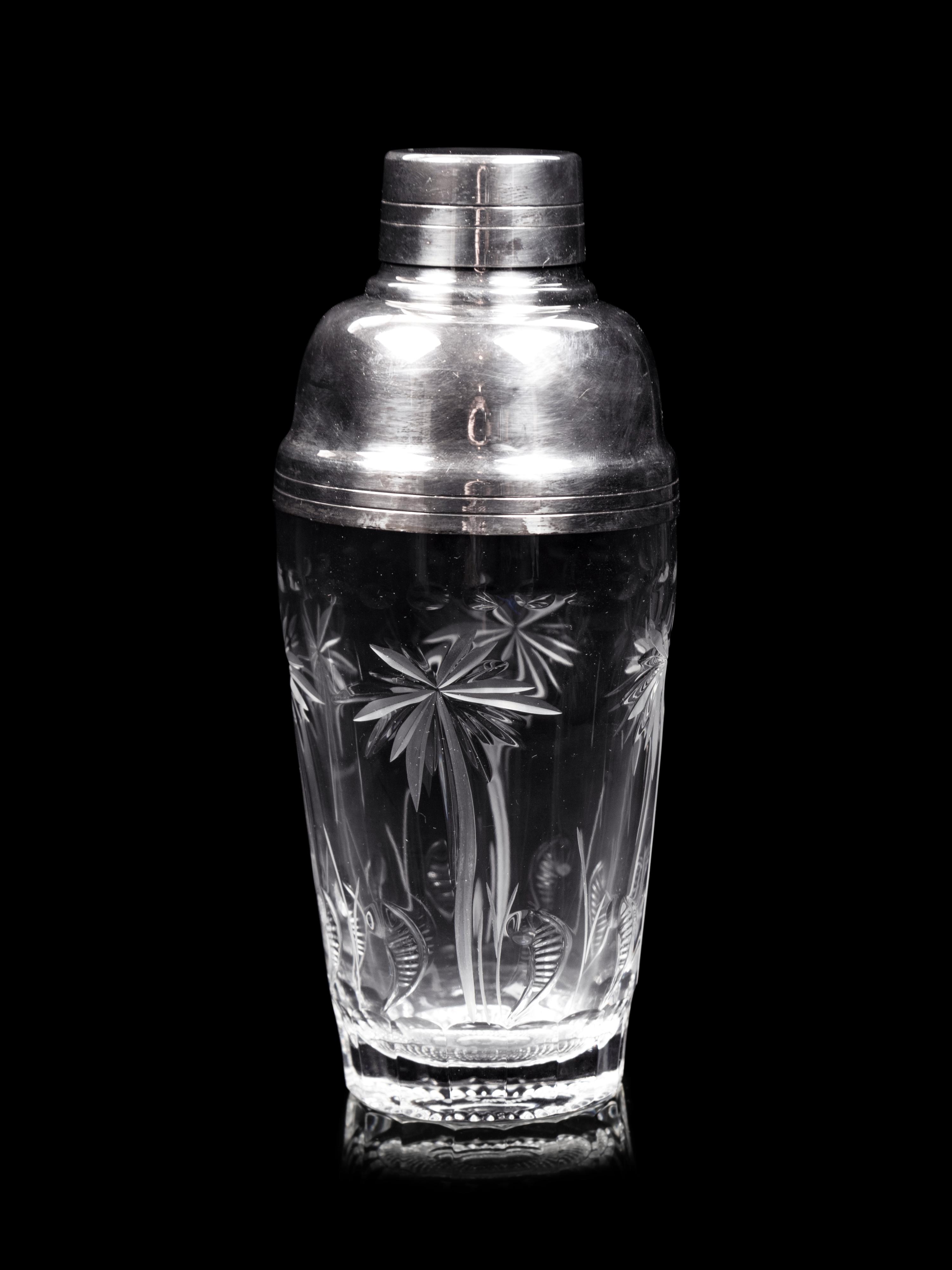 A William Yeoward Silver-Plate and Cut Glass Cocktail Shaker