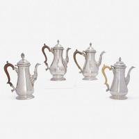 A Group of Four George III Sterling Silver Coffeepots various makers and dates