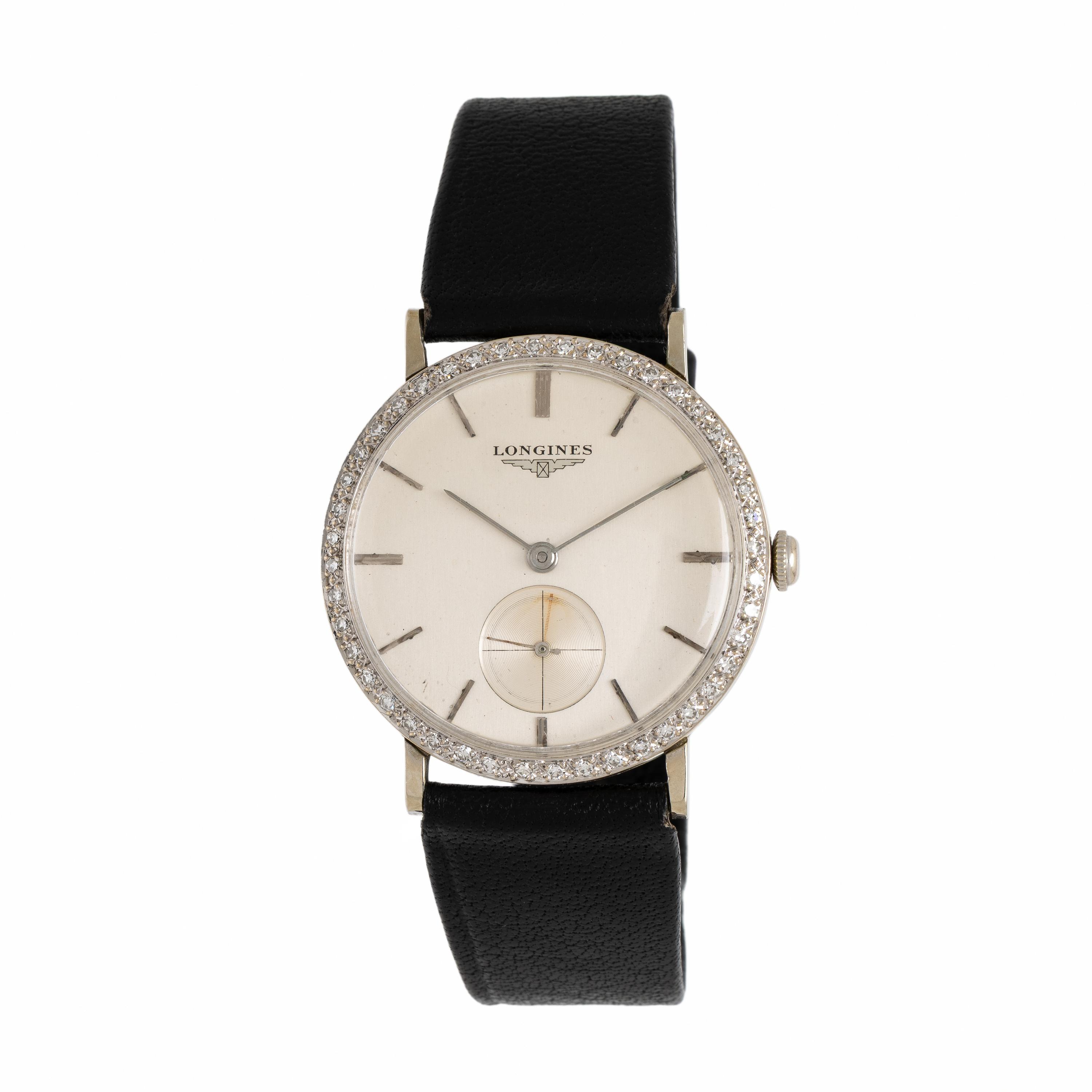 Longines, 18K White Gold and Diamond 'Chancellor' Watch