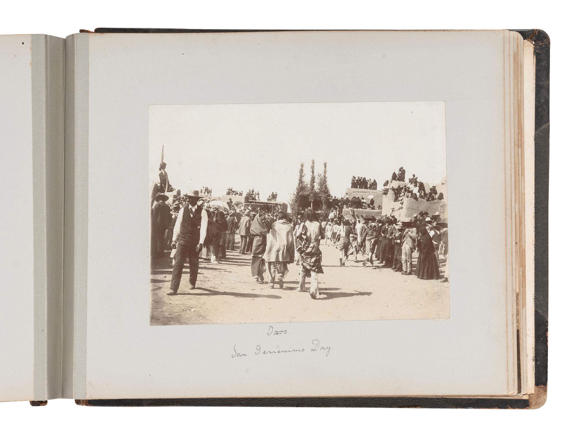 [WESTERN AMERICANA - NEW MEXICO]. Album containing photographs of cowboys and cattle in Colfax County, New Mexico, incl. views of the Urraca Ranch. Ca 1885-1895.