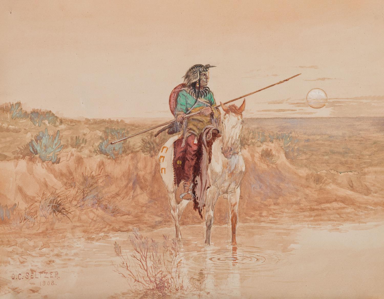 Indian Warrior on Horseback , 1908