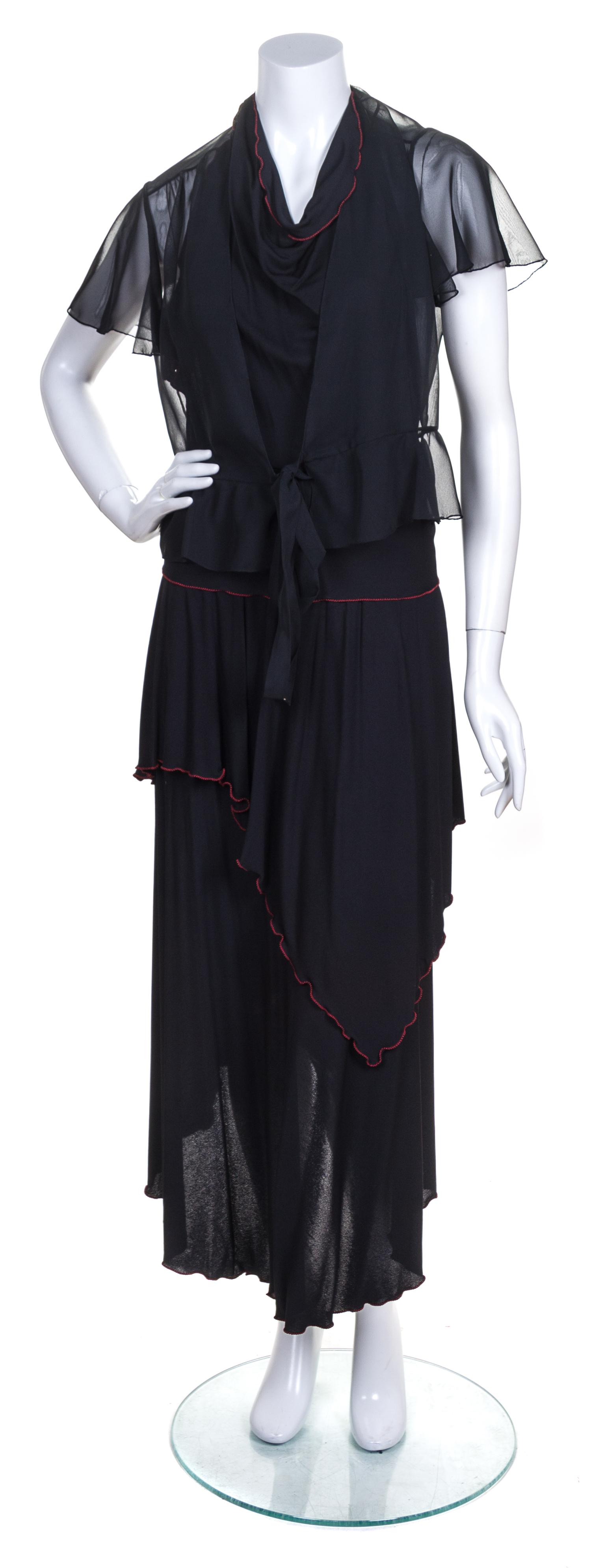 A Stephen Burrows Black Skirt Ensemble, Skirt size 8.