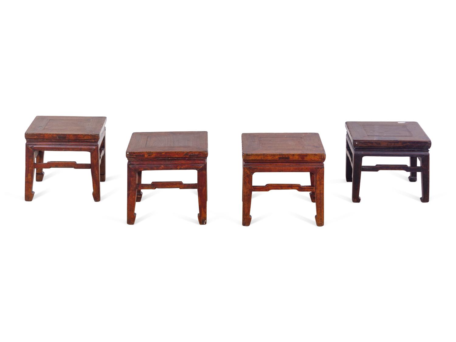 Four Chinese Carved Fruitwood Jardinière Stands