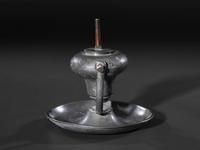 A Pewter Gimbaled Whale Oil Lamp