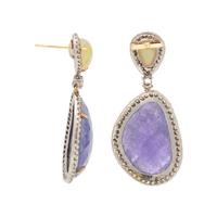 TANZANITE, OPAL AND DIAMOND EARRINGS