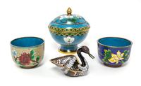 A Group of Chinese Cloisonne Articles Height of tallest 4 3/4 inches.