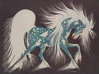 Two Works: Blue Horse and Deer Pair