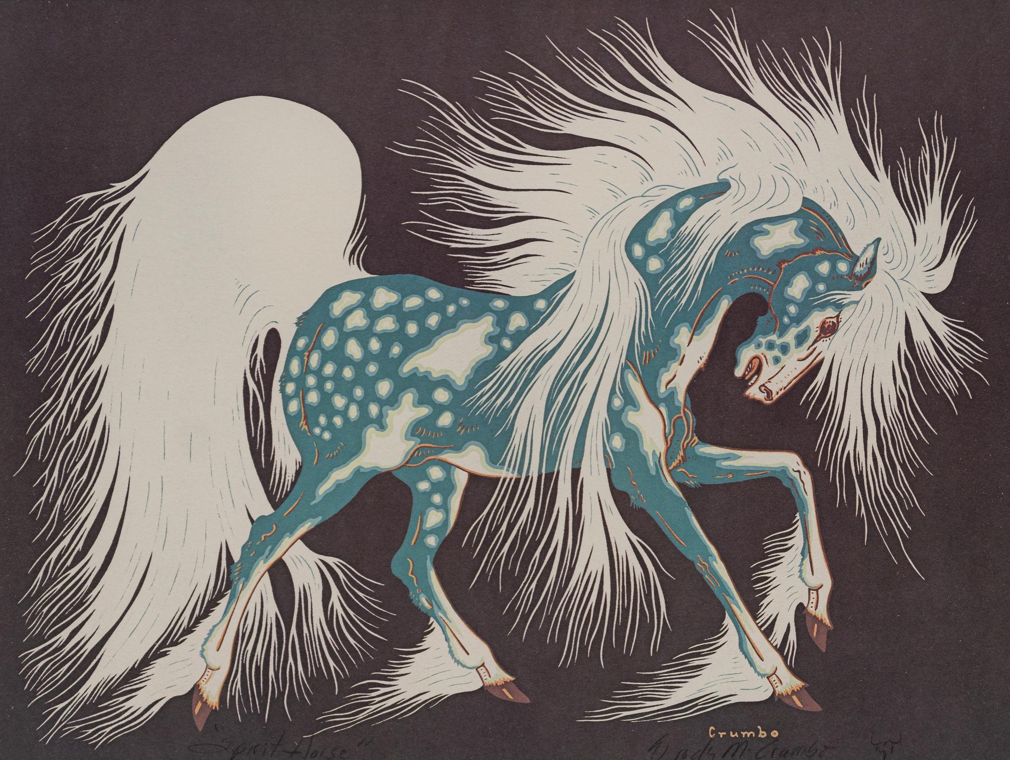 Two Works: Blue Horse and Deer Pair