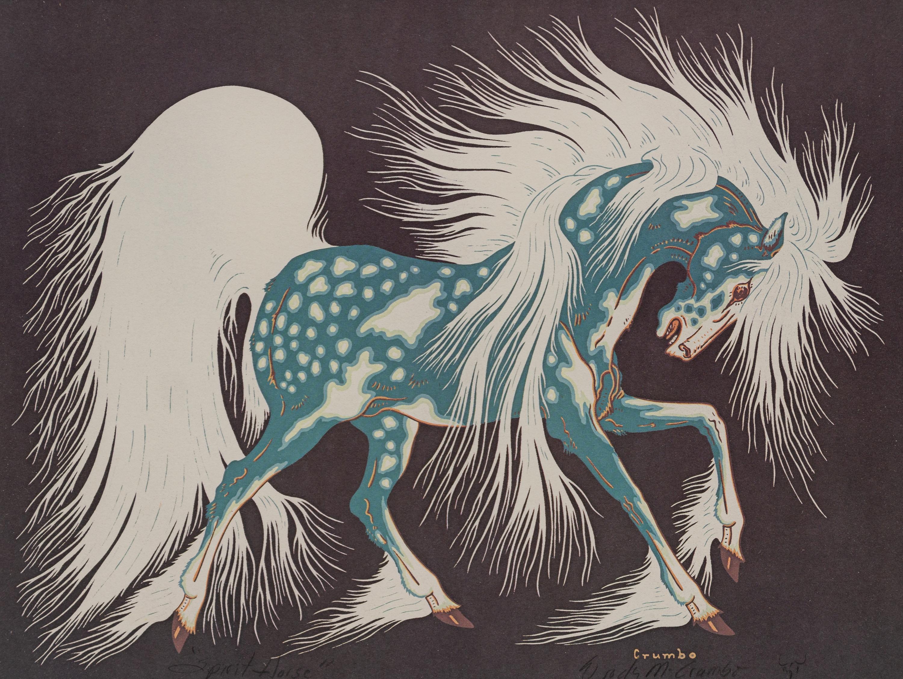 Two Works: Blue Horse and Deer Pair