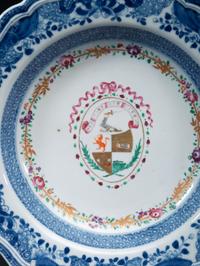 Four Chinese Export Porcelain Armorial Plates