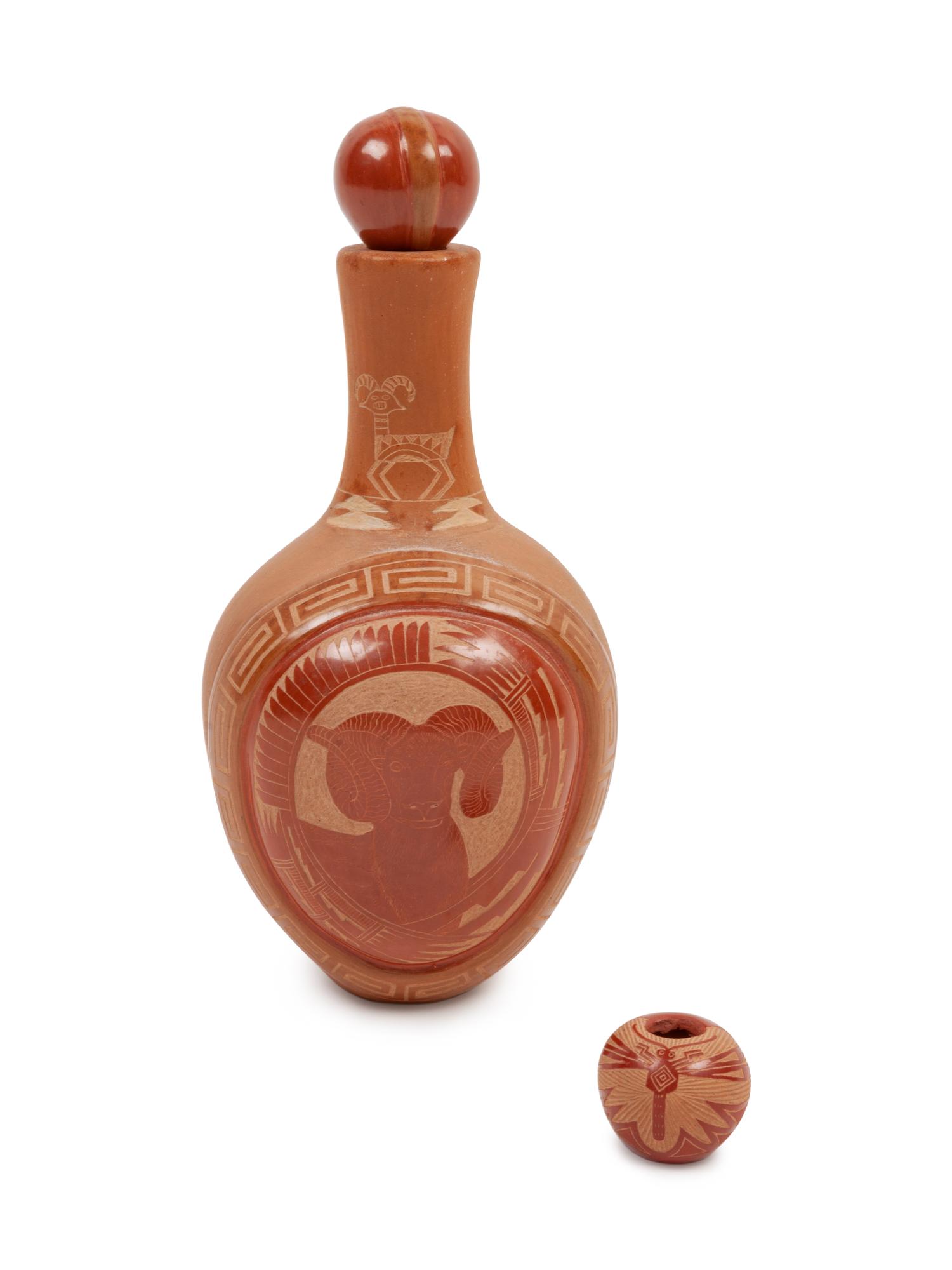 Redware Pottery, with Sgraffito Decoration