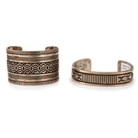 Navajo Sterling Silver Overlay Cuff Bracelets