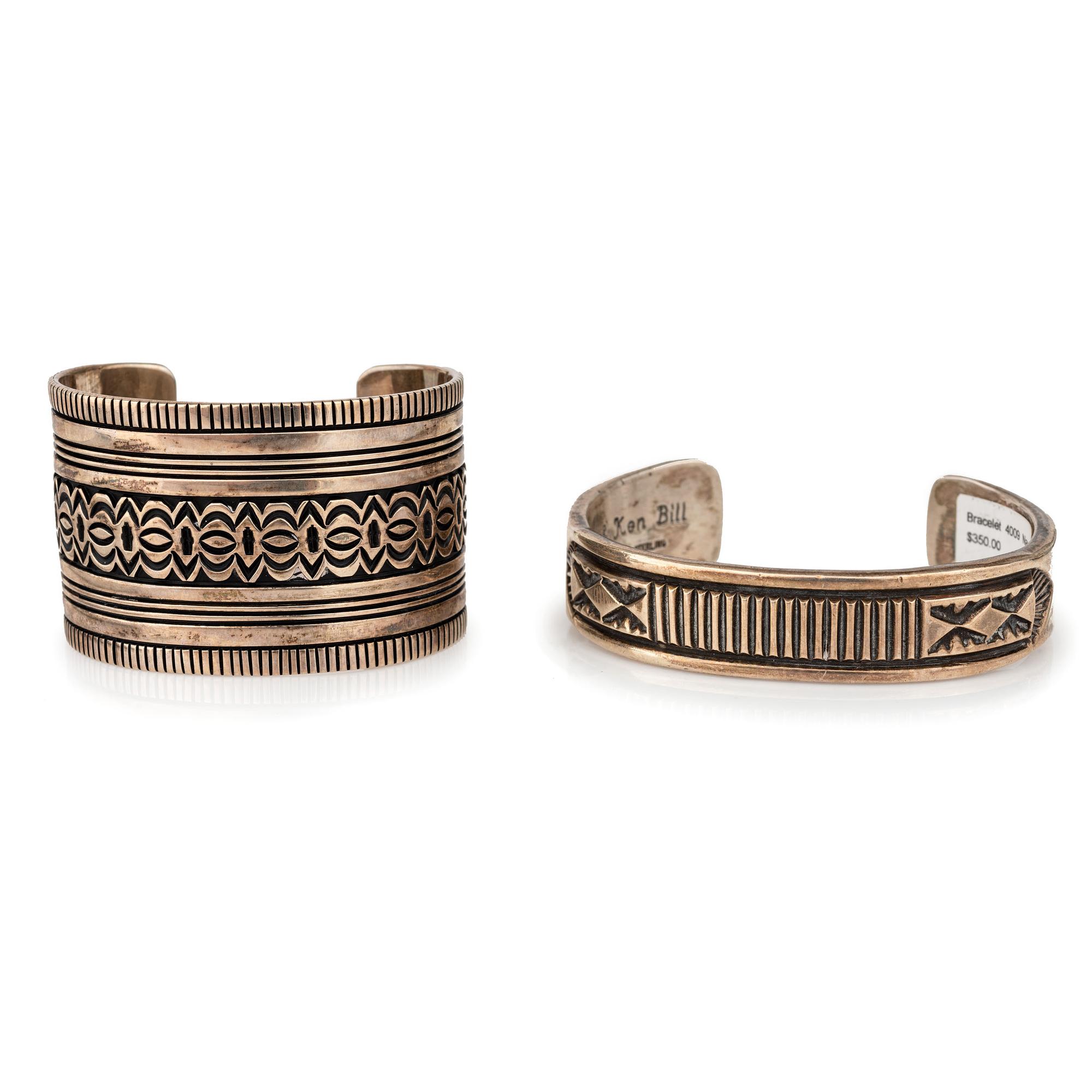 Navajo Sterling Silver Overlay Cuff Bracelets