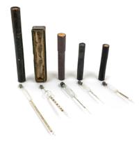 A Group of Five Glass Hydrometers Length of longest 9 inches. — 19TH CENTURY