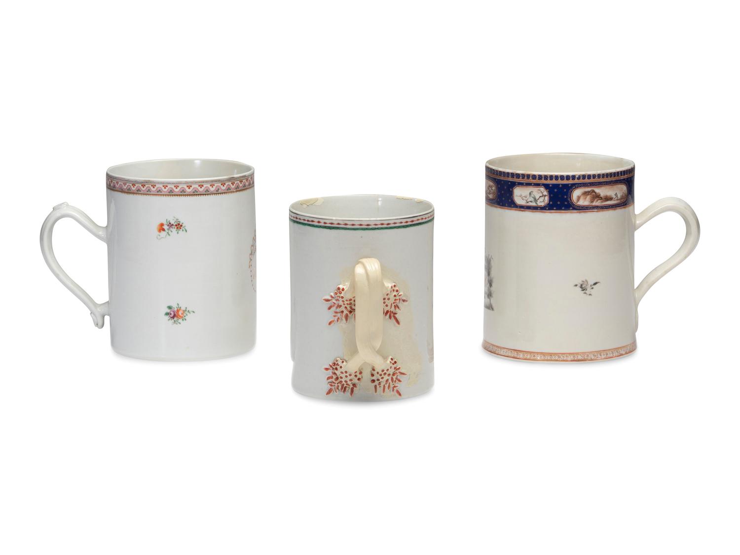 Three Chinese Export Porcelain Mugs