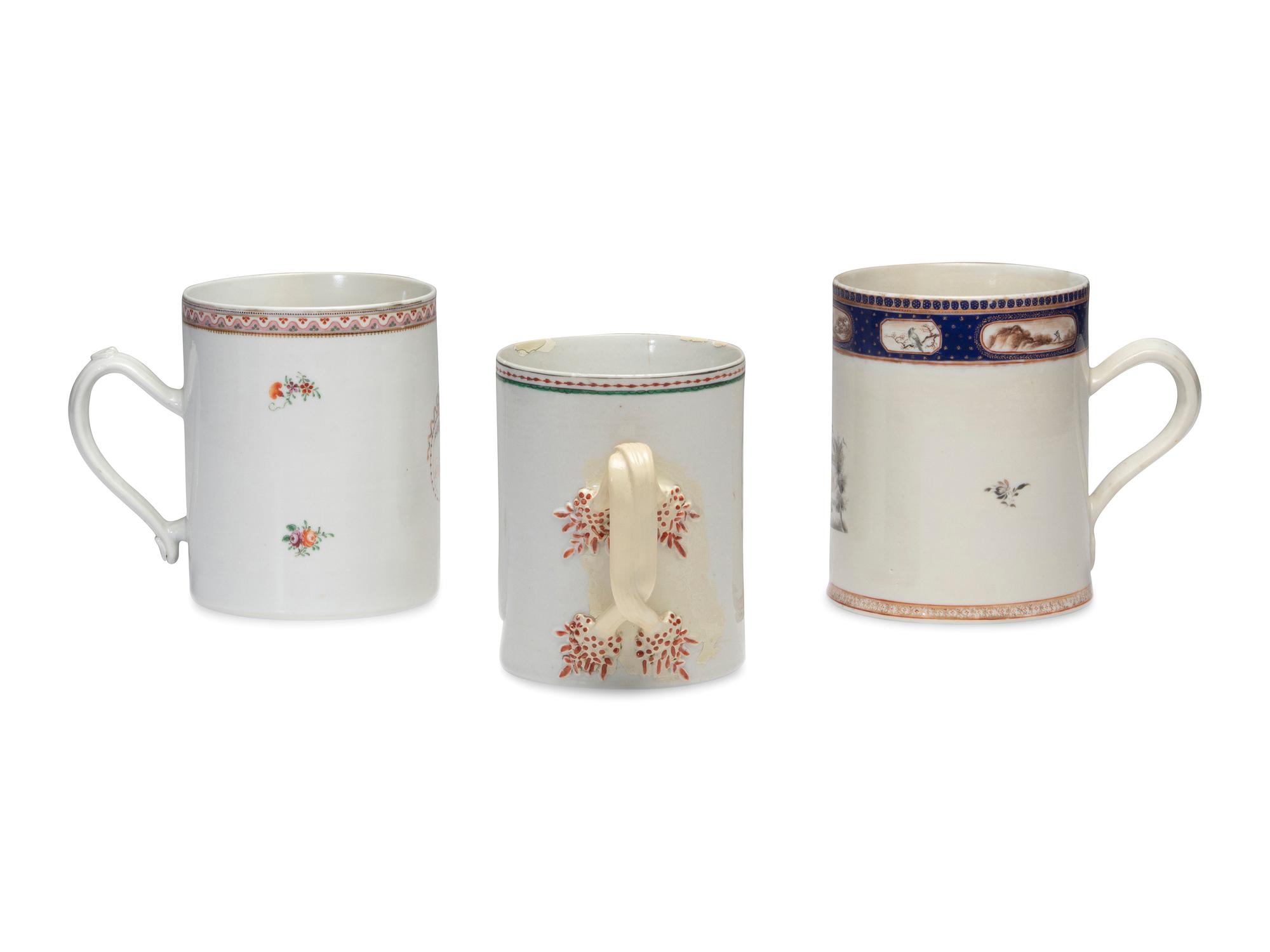 Three Chinese Export Porcelain Mugs