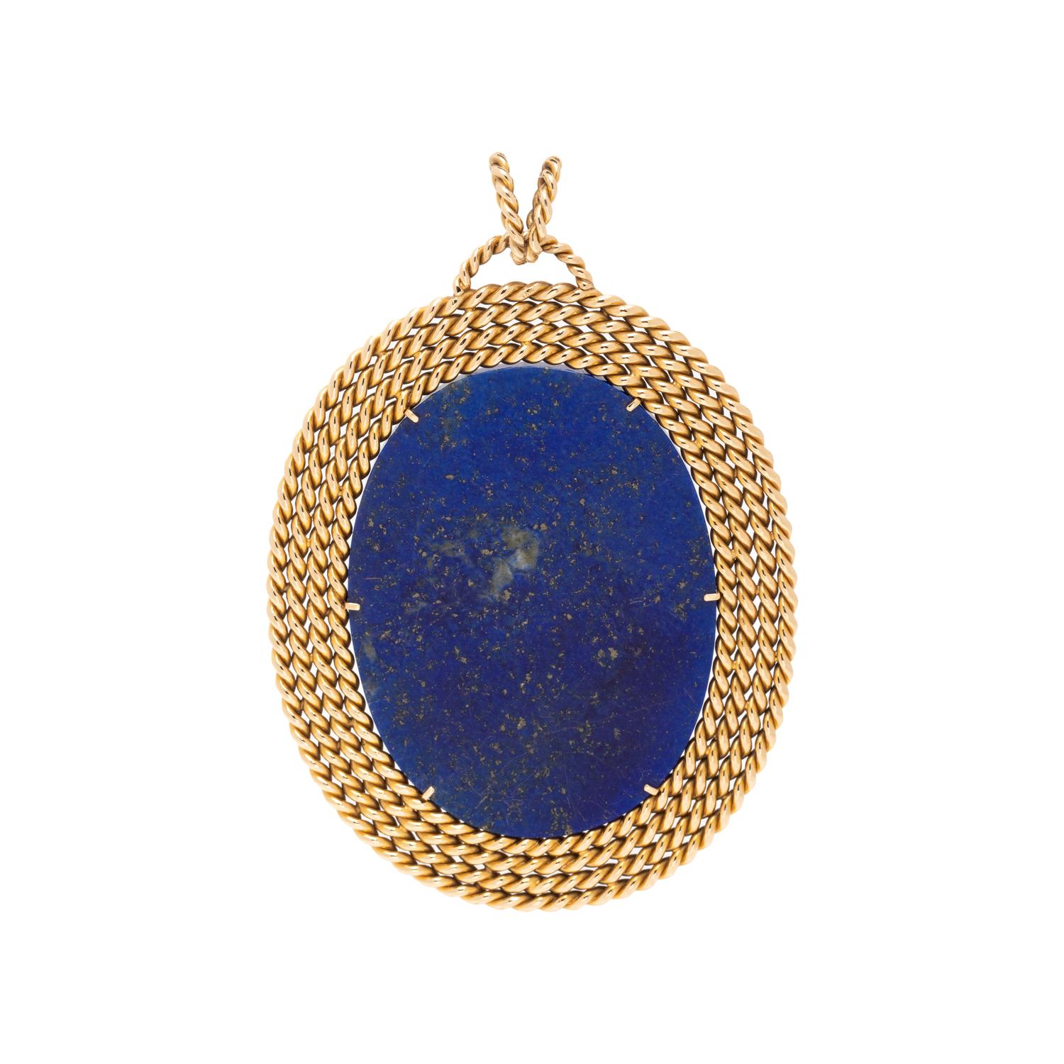 YELLOW GOLD AND LAPIS LAZULI PENDANT