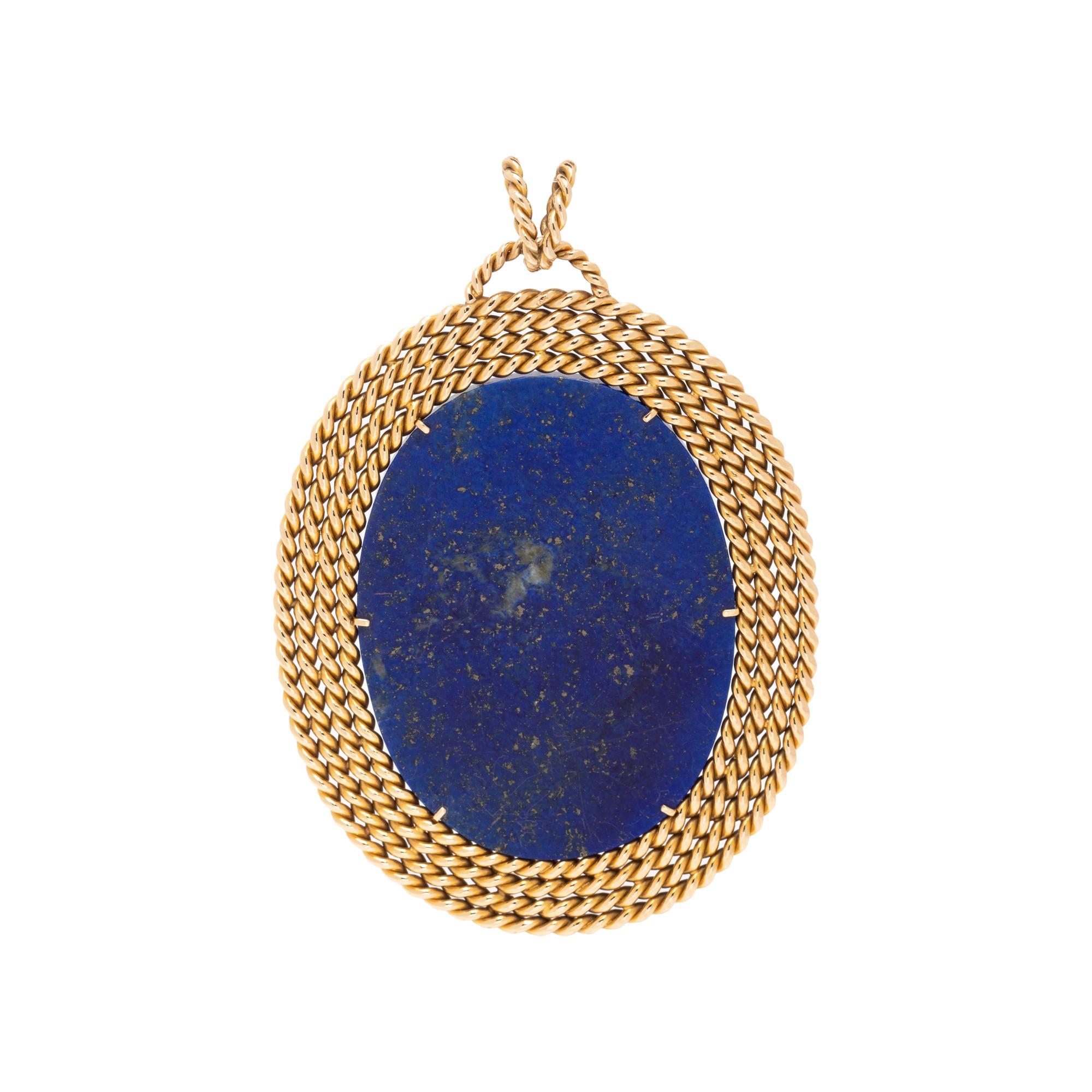YELLOW GOLD AND LAPIS LAZULI PENDANT