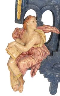 A Large Italian Baroque Style Polychrome Decorated Cartouche Form Mirror