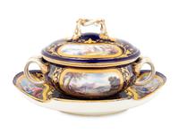 A Sèvres Style Porcelain Covered Bowl and Underplate