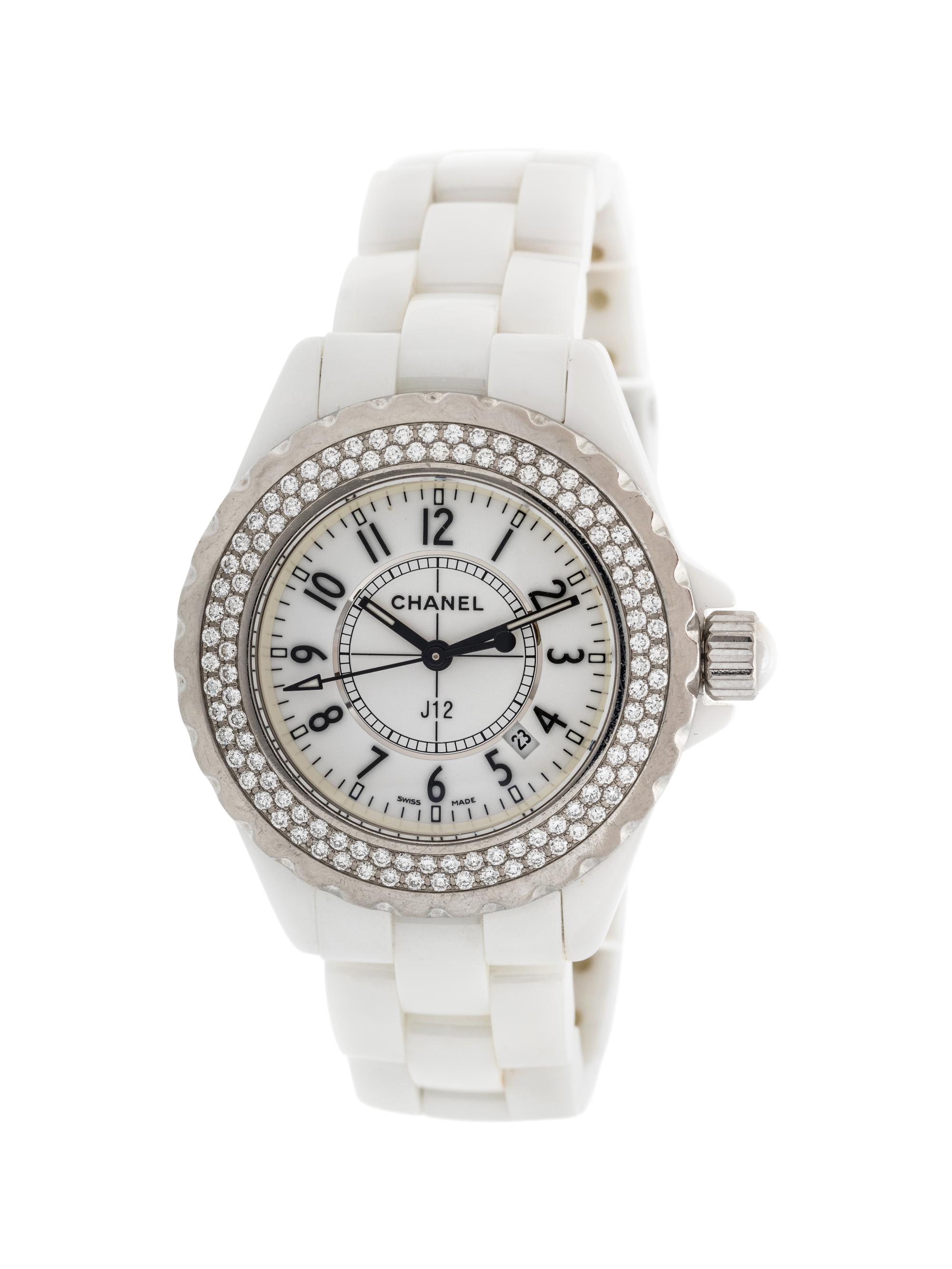 CHANEL, DIAMOND, STEEL AND CERAMIC 'J12' WRISTWATCH
