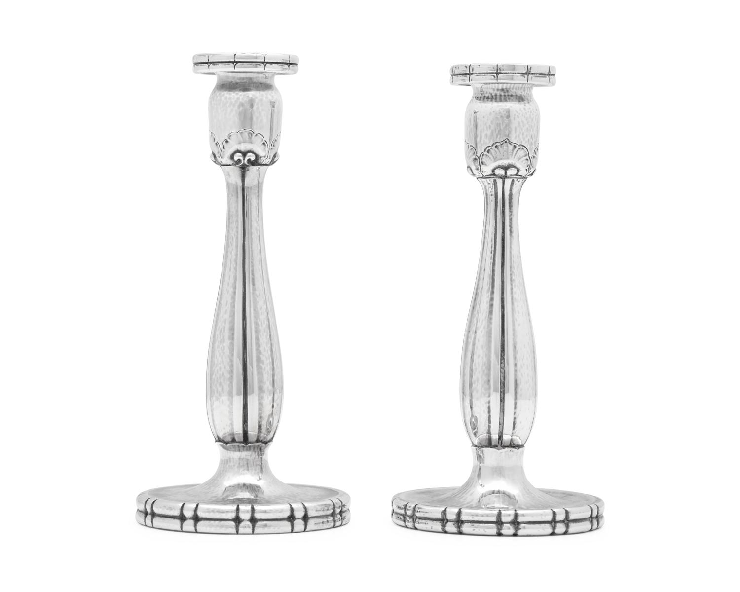 A Pair of Georg Jensen Silver Candlesticks