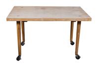 A Mid-Century Butcher-Block Stop Serving Table Height 29 x length 48 x depth 30 inches.